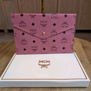 MCM Pink Logo Clutch